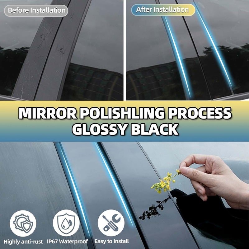SKYLOTEC Black Glossy Pillar Post Door Window Trim for Subaru Forester 2019 2020 2021 2022 2023-6PC Window Molding Kit - Image 5